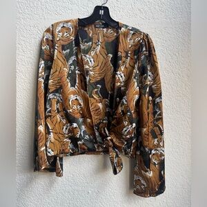 Nasty Gal Tiger Print Wrap Top